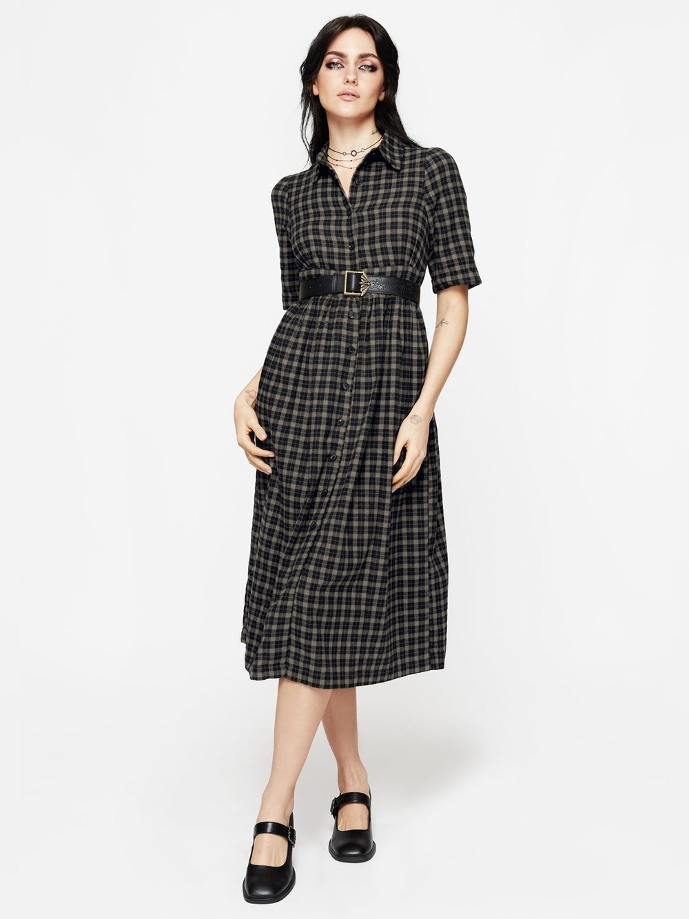 NWT Disturbia Terra Midi Smock Shirt Dress in Olive US 14 / UK 18 - Picture 6 of 6